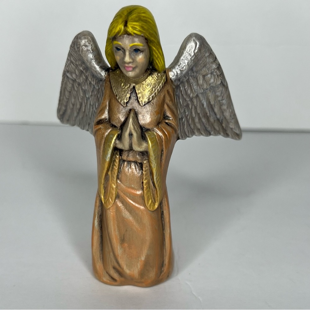Vintage Byron Molds 1974 Ceramic Hand Painted Praying Angel Figurine